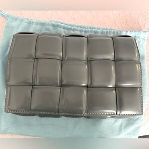 NWT Tiffany & Fred Dark Grey Woven Crossbody Leather Bag